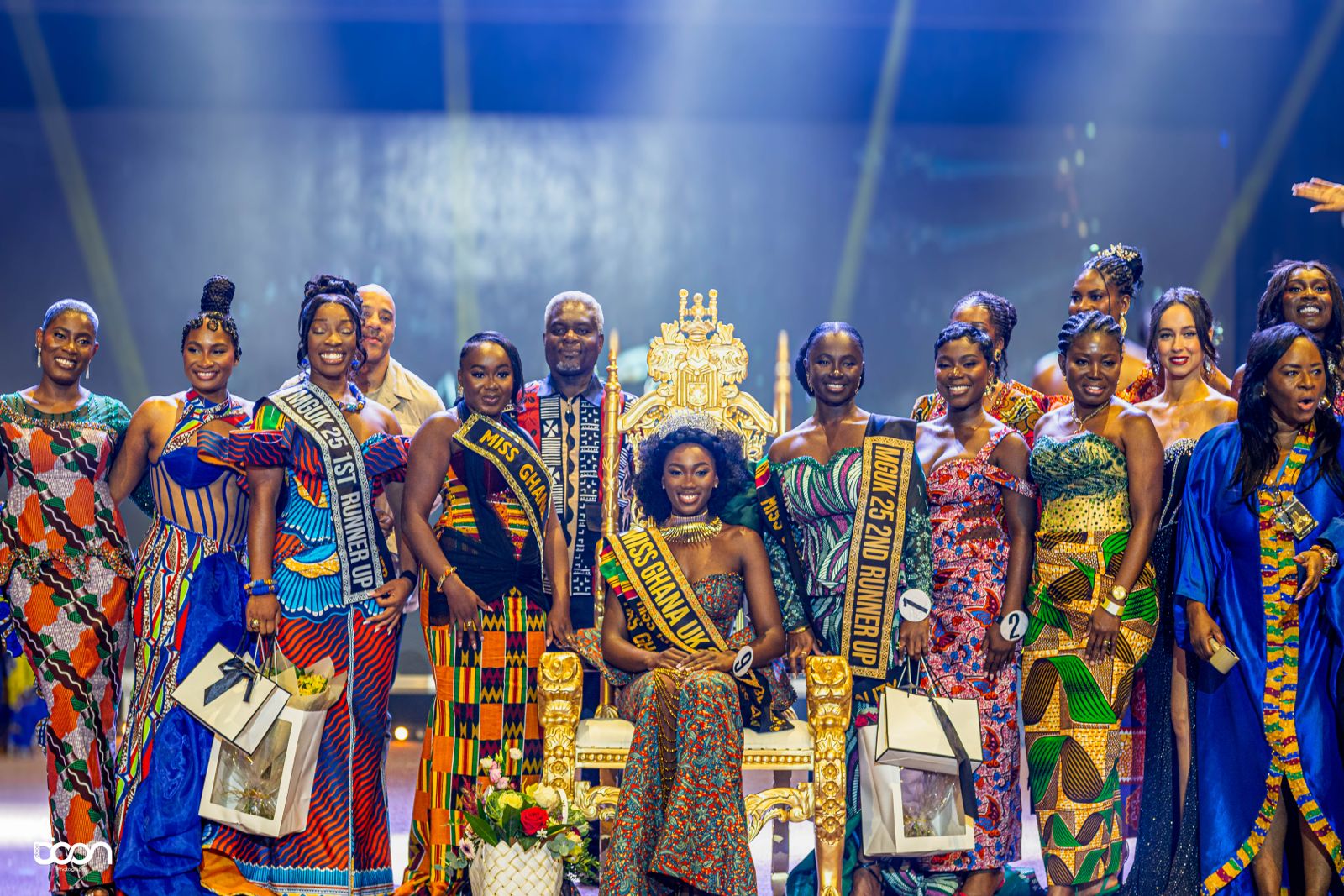 Miss Ghana UK titleholders and team on stage